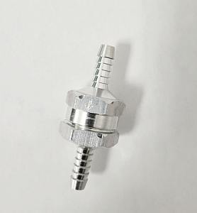 One Way fuel return check valve, 1/4" hose barbs.