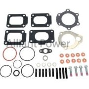 Alliant Power Turbocharger Install Kit for Detroit DD13, DD15, DD16, and Mercedes OM471, OM472, OM473 Includes: Qty:4 Turbo mount gaskets (for various turbine inlet flanges) Qty:1 Turbine outlet to brake/downpipe flange gasket Qty:10 Copper nuts Qty:4  Mounting Bolts Qty:4  Mounting Studs Qty:6 Turbine outlet studs Qty:1 Oil drain flange Qty:1 Axial Turbine o-ring Qty:1 Axial Turbine mounting gasket Qty:4 Aluminum crush washers Qty:1 Drain tube o-ring Qty:2 Charge Pipe O-rings Kit is all-inclusive *every component may not be used for your specific install*