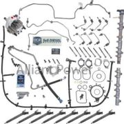 Alliant Power DCR Pump Conversion and Contamination Kit For 6.7 L Ford Powerstroke 2015 to 2016 F250 and F350 Eliminate the problematic CP4 pump after a CP4 failure or contamination due to water intrusion, DEF mis fill, or fuel quality issues, this kit is designed to ensure a full system refresh and protect your engine from long-term damage. This kit comes with NEW fuel pressure and temperature sensors and is backed by our AP two-year unlimited mileage warranty. Included in the box: 1 Fuel Pump Conversion Kit CP4 to DCR 4 Remanufactured OE Bosch Fuel Injectors Cylinders 1, 2, 7, 8 with Hold Down Bolt and Line 4 Remanufactured OE Bosch Fuel Injectors Cylinders 3, 4, 5, 6 with Hold Down Bolt and Line 1 New OE Bosch Fuel Rail Passenger Side BC3Z-9D280-A 1 New OE Bosch Fuel Rail Driver Side with Rail Pressure Sensor and Fuel Pressure Regulator BC3Z-9D280-B 1 Fuel Line Rail to Rails from BC3Z-9E964-A 1 Low Pressure Fuel Return Line BC3Z-9A564-B 1 Fuel Rail Pressure Sensor FC3Z-9G756-A 1 High Pressure Fuel Pump Install Kit Part number: AP0157 Fits: 2015, 2016 Part number: AP57016